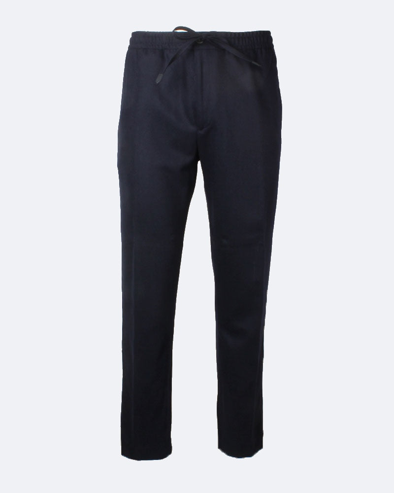 Navy Lightweight Stretch Flannel Drawstring Trouser