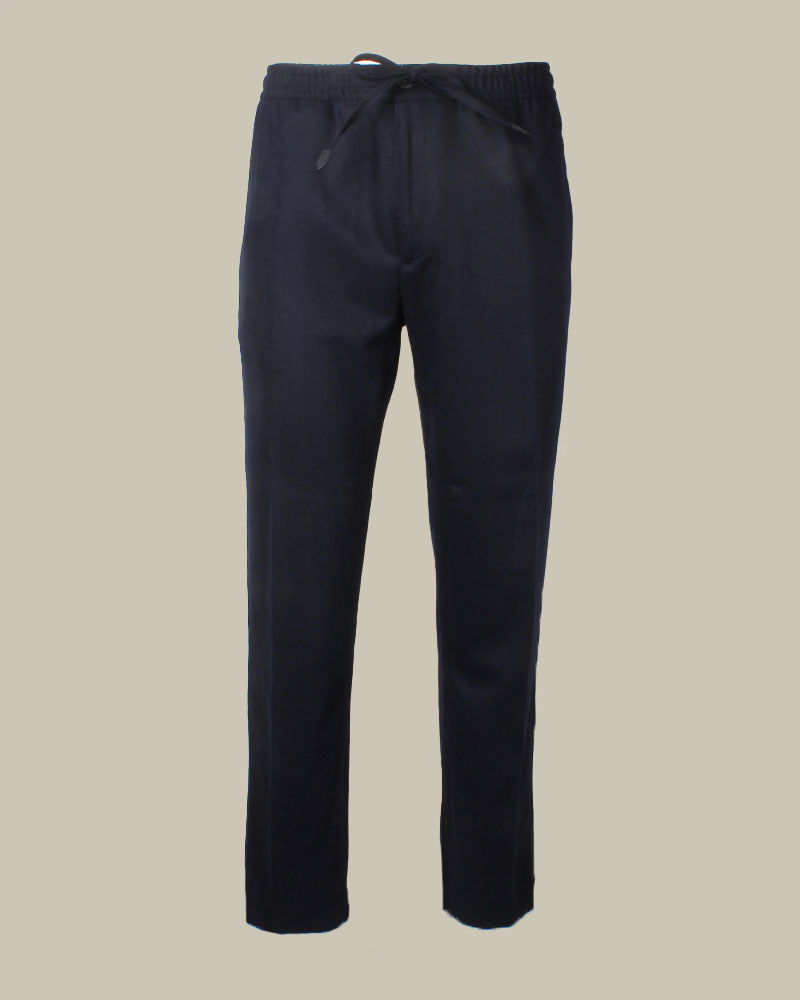 Navy Lightweight Stretch Flannel Drawstring Trouser