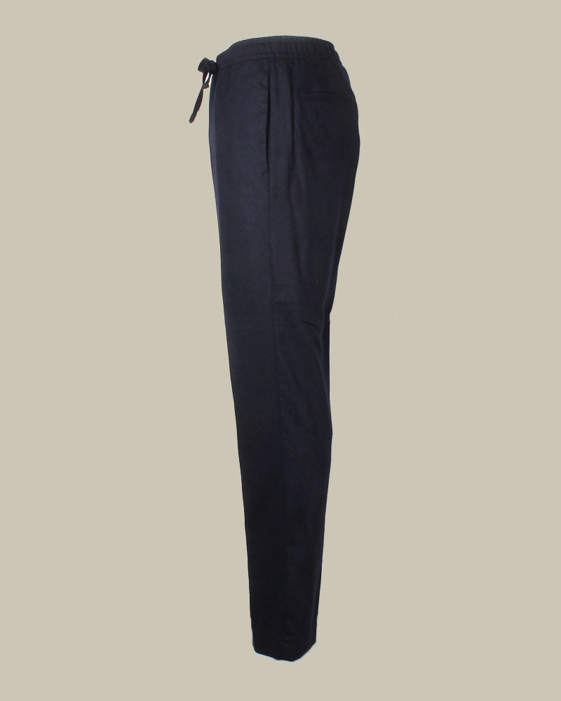Navy Lightweight Stretch Flannel Drawstring Trouser