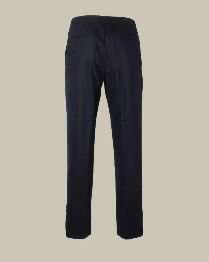 Navy Lightweight Stretch Flannel Drawstring Trouser