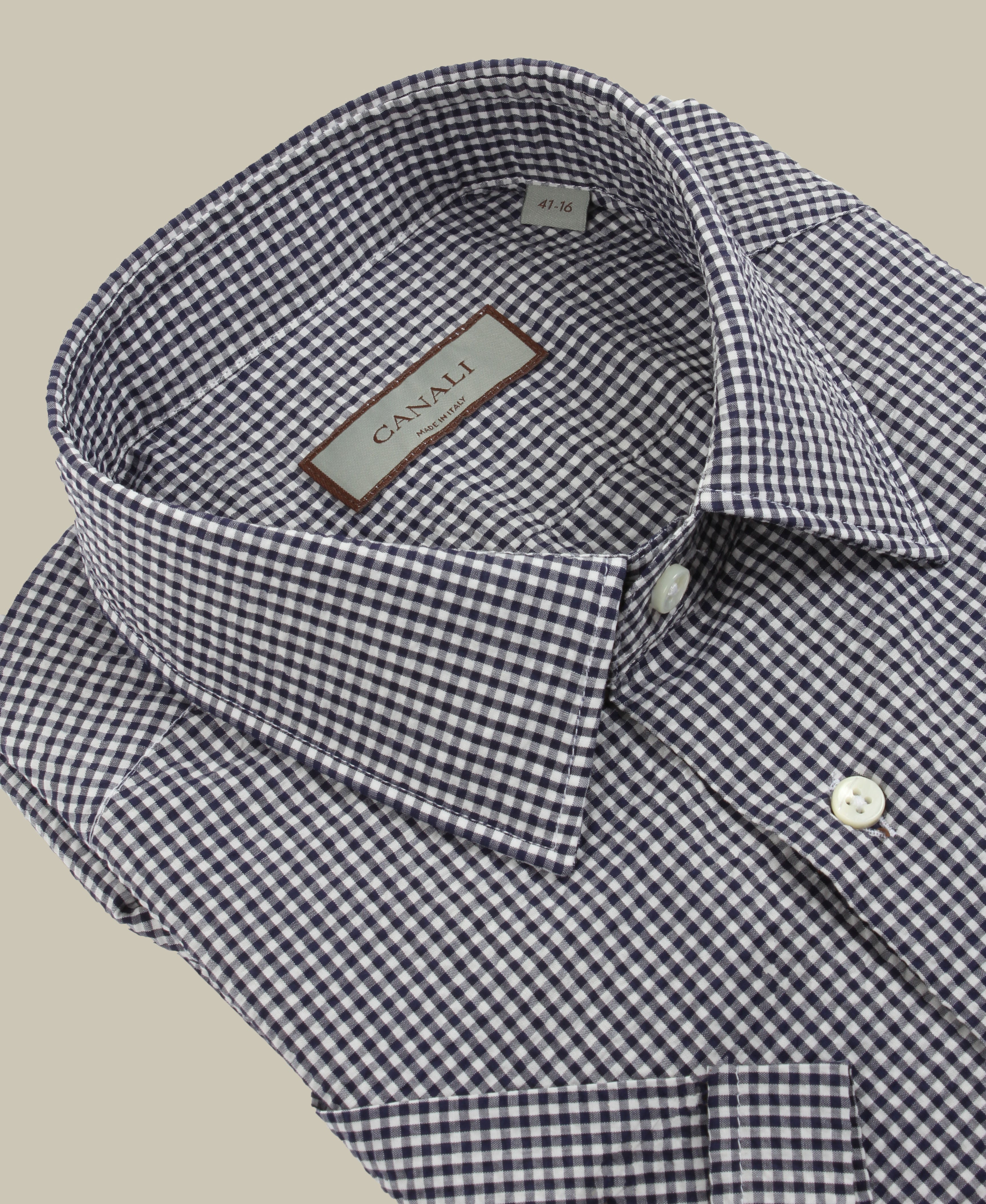 Gingham Check Seersucker Short Sleeved Shirt