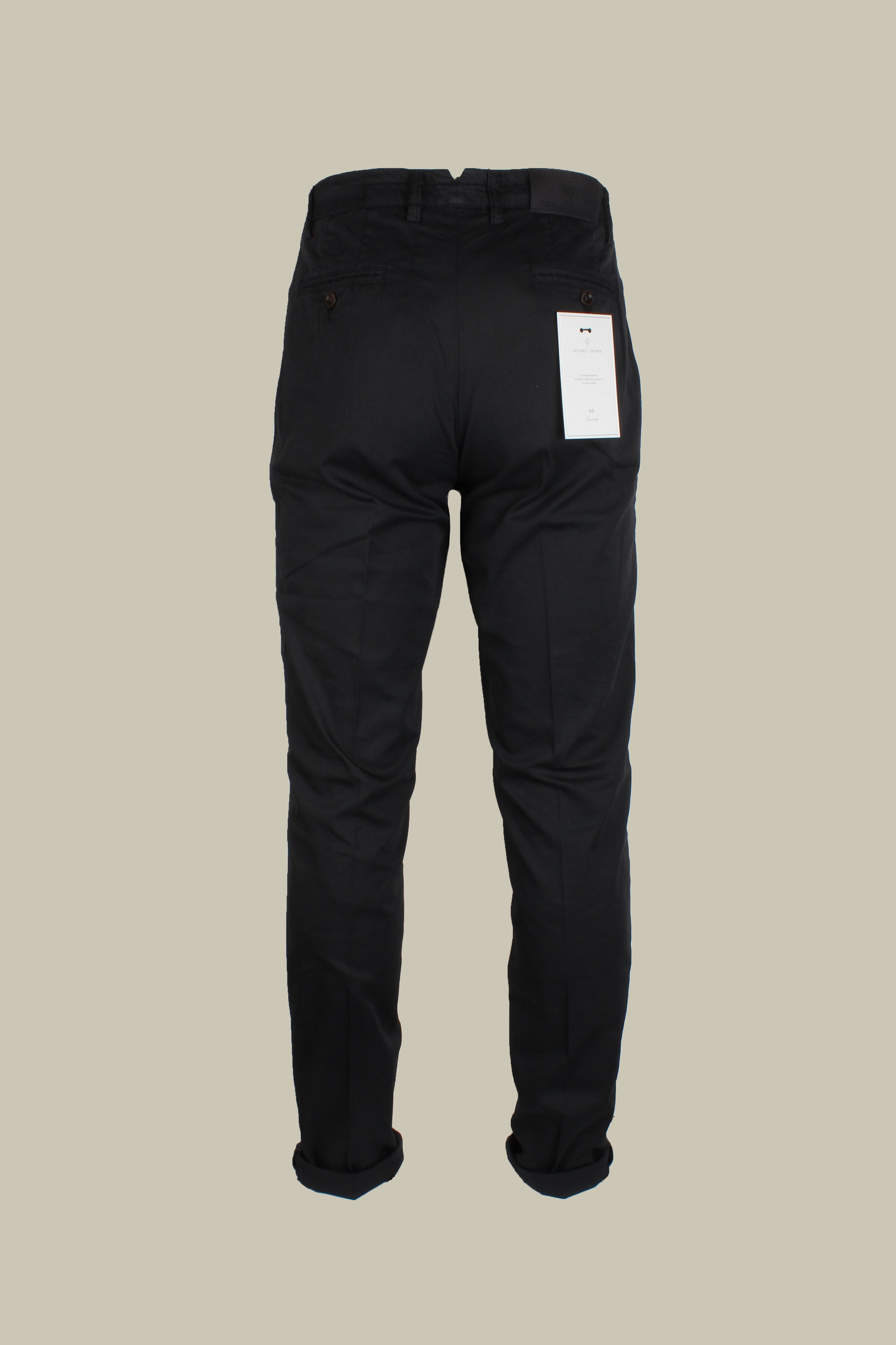 SINGAPORE Black Cotton & Silk Blend Stretch Chino