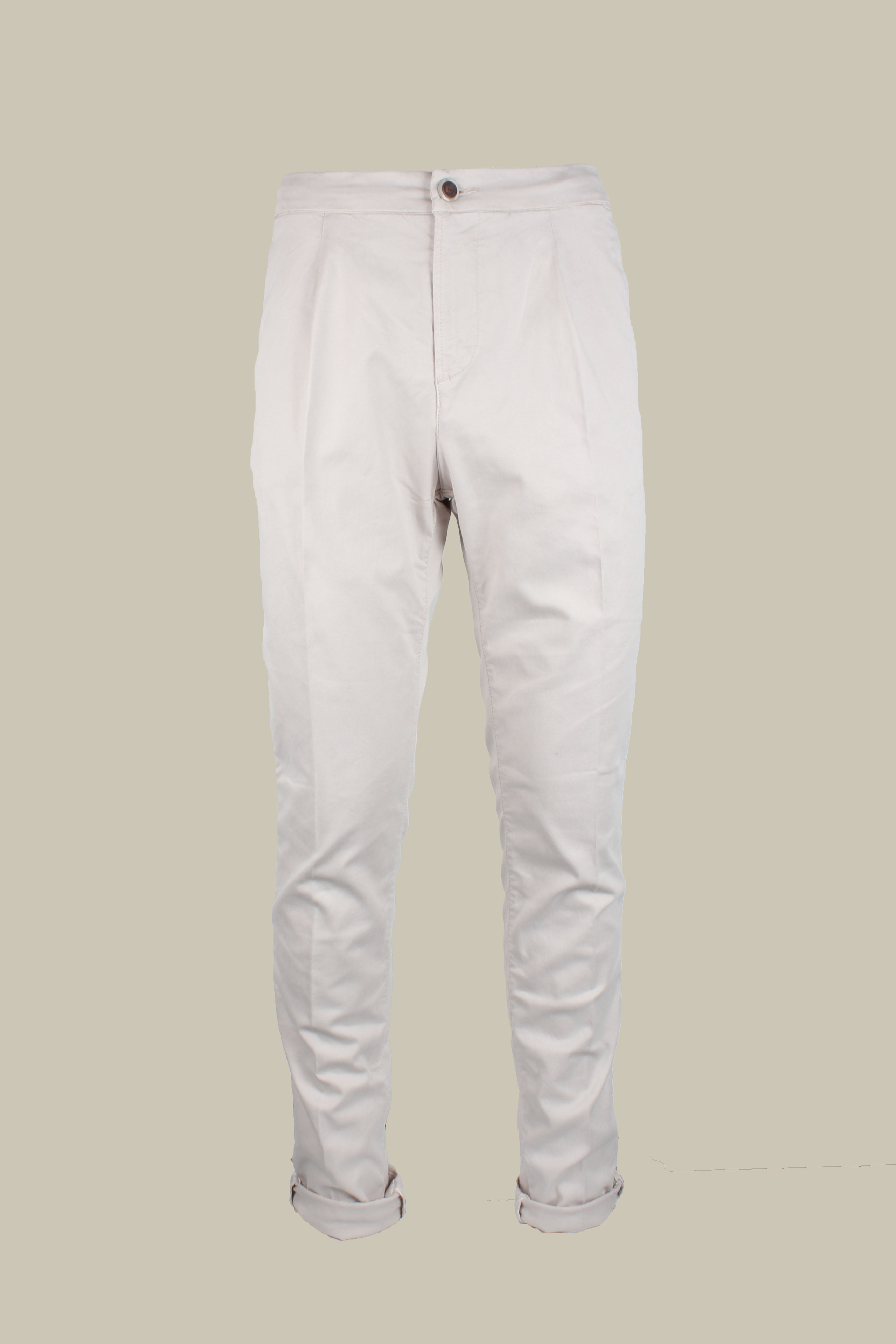 CAPRERA Beige Cotton, Silk & Tencel Blend SIngle Pleat Drawstring Trouser