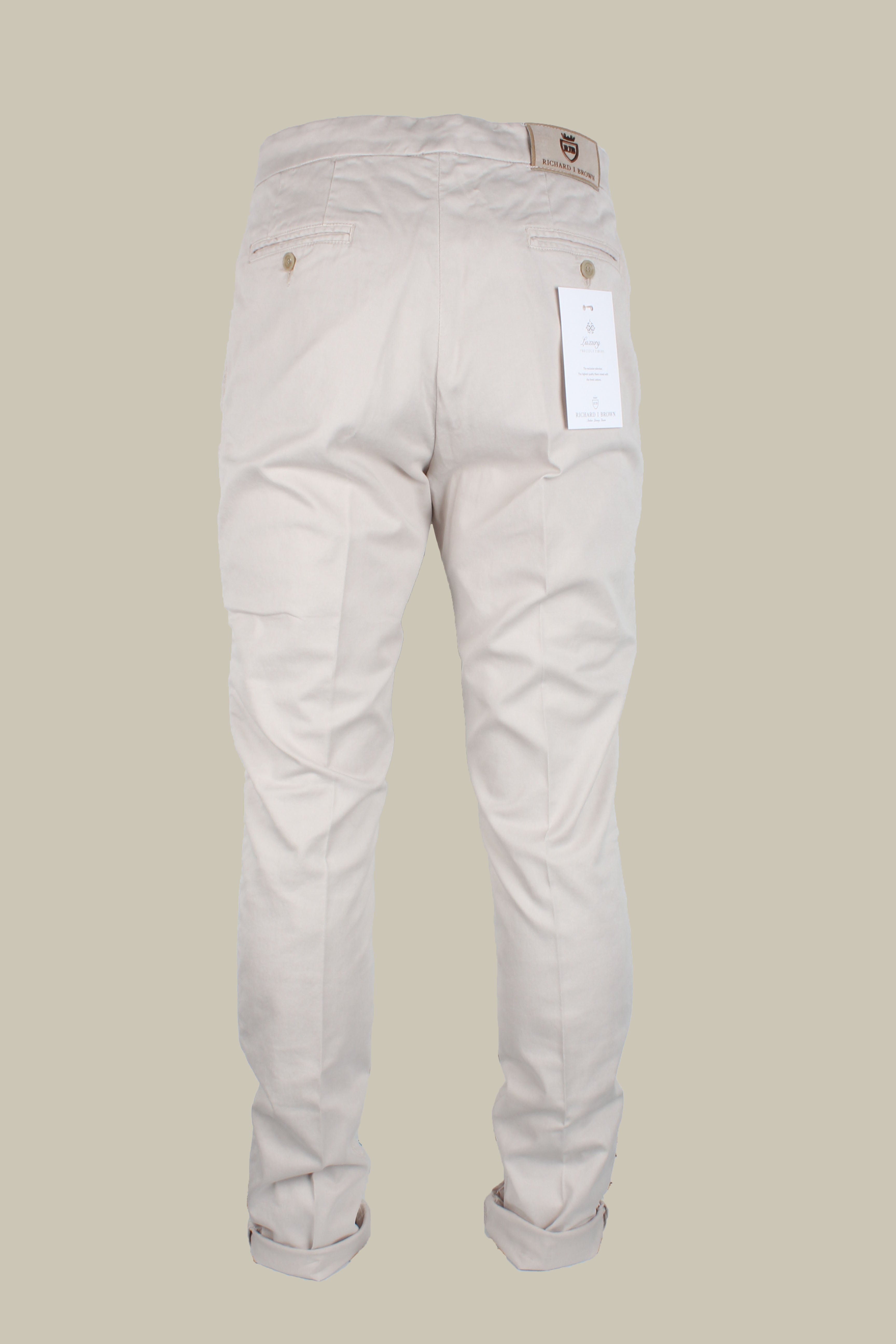 CAPRERA Beige Cotton, Silk & Tencel Blend SIngle Pleat Drawstring Trouser