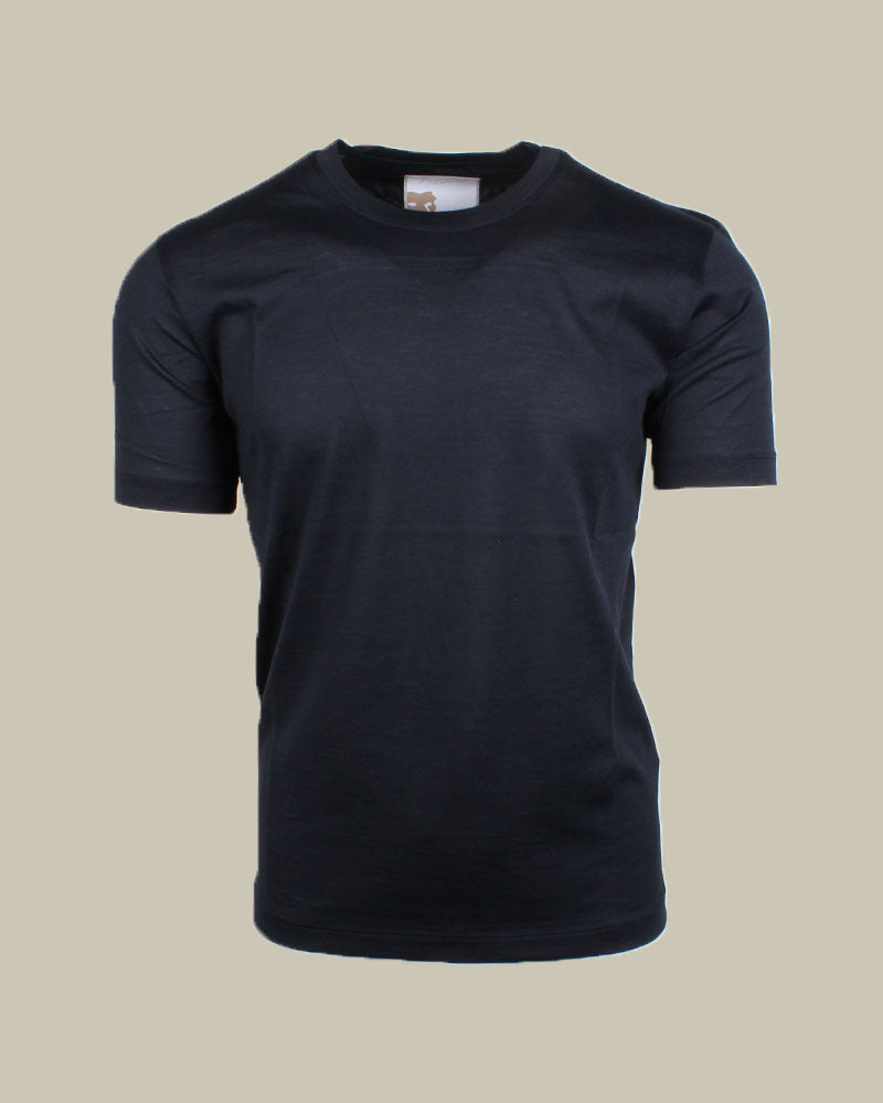 Navy Short Sleeve Silk Cotton T-Shirt