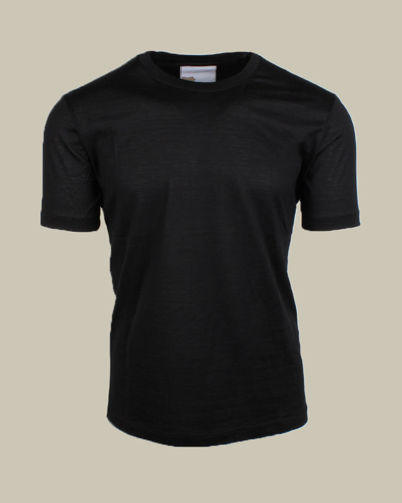 Black Short Sleeve Silk Cotton T-Shirt