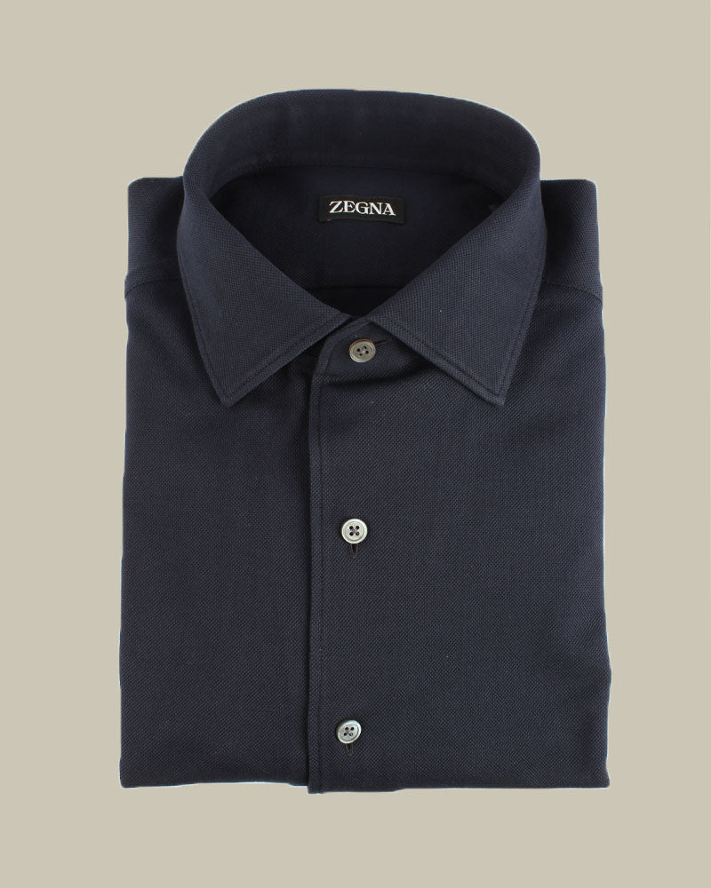 Navy Pure Cotton Jersey Shirt