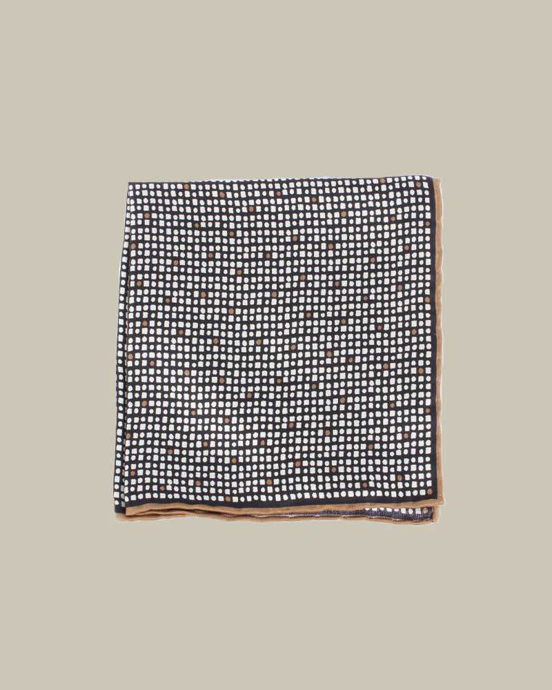 Black & Grey Textured Dot Pattern Silk Pocket Square