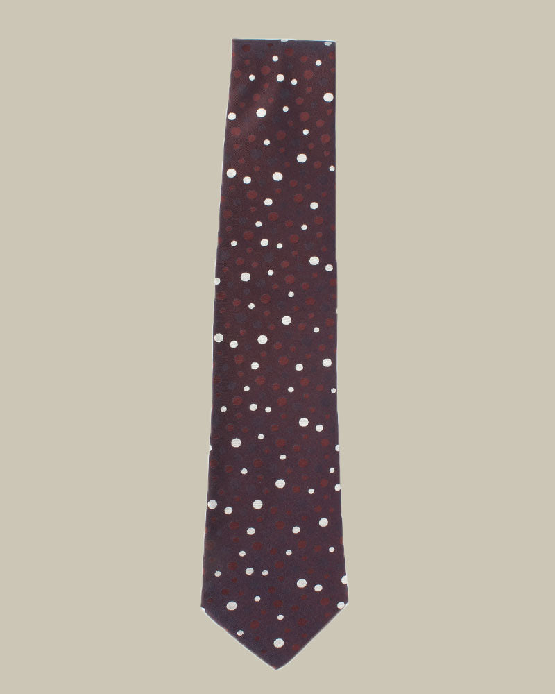Burgundy Dot Pattern Silk Tie