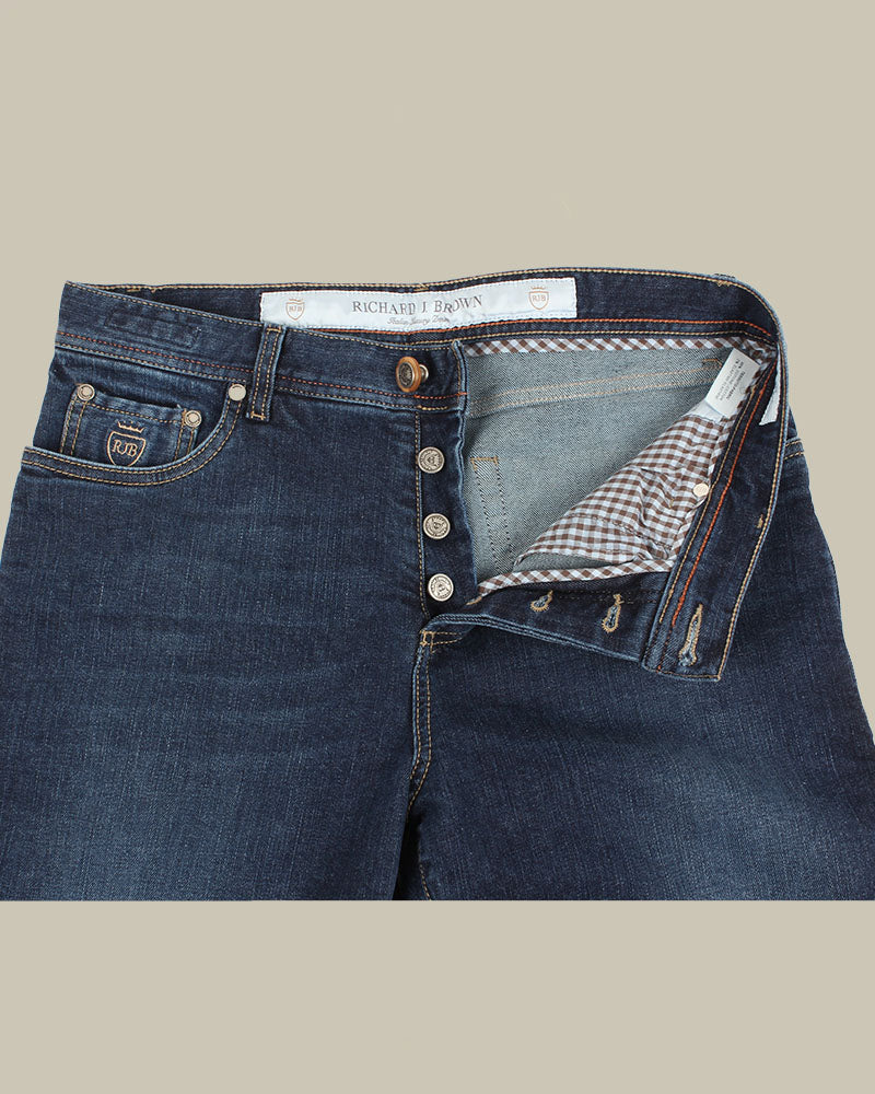 MILANO Icon Mid Wash Jean With Brown Badge