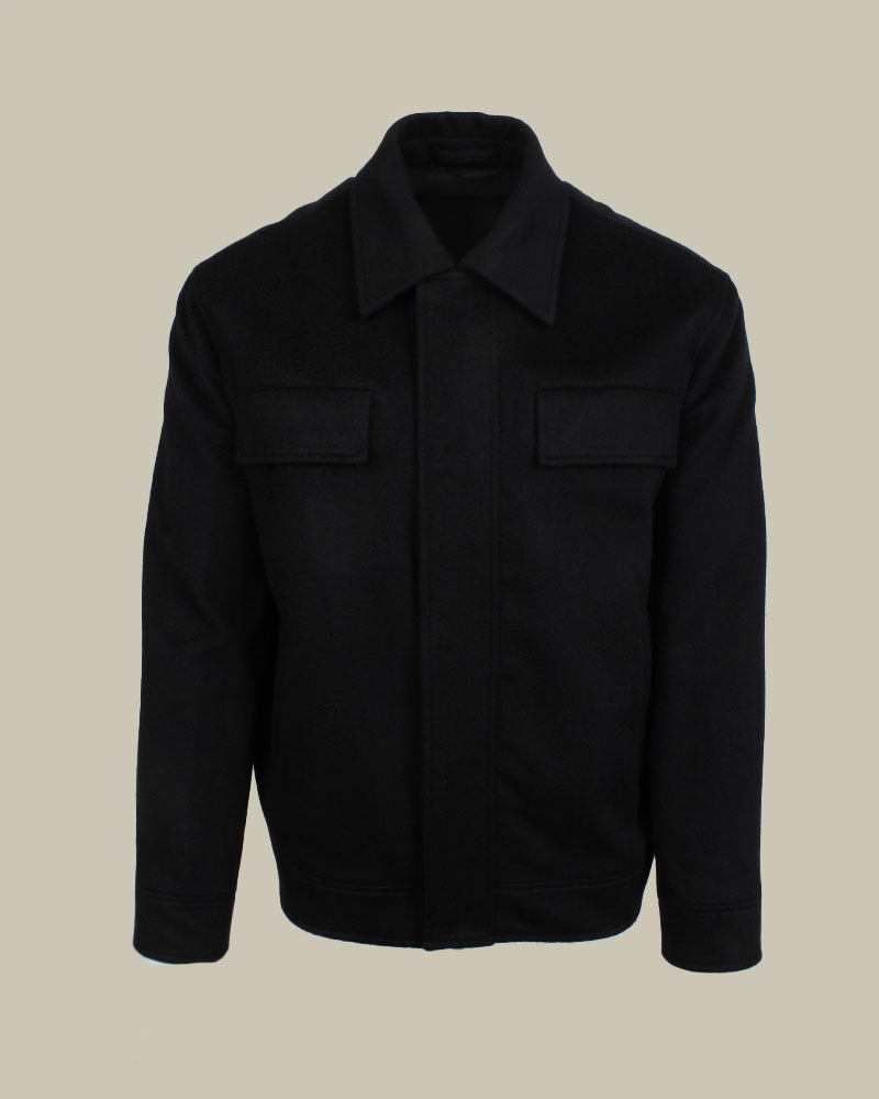 Black Pure Cashmere Shirt Jacket