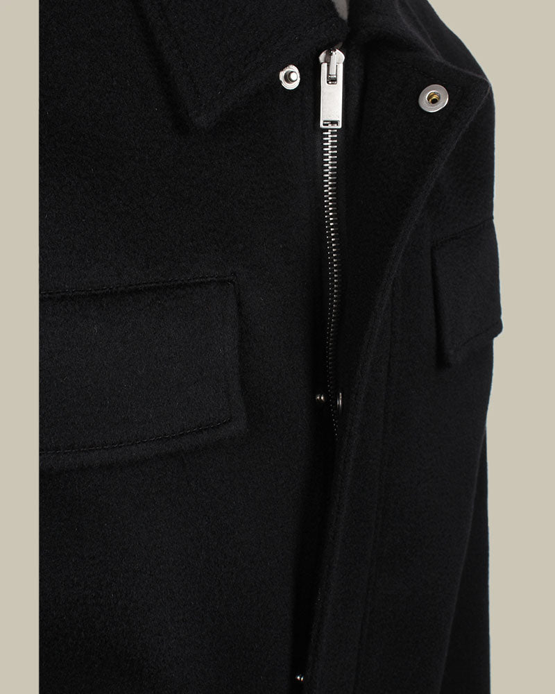 Black Pure Cashmere Shirt Jacket