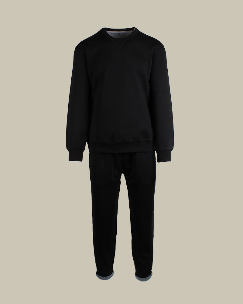 Black Cotton Cashmere Tracksuit