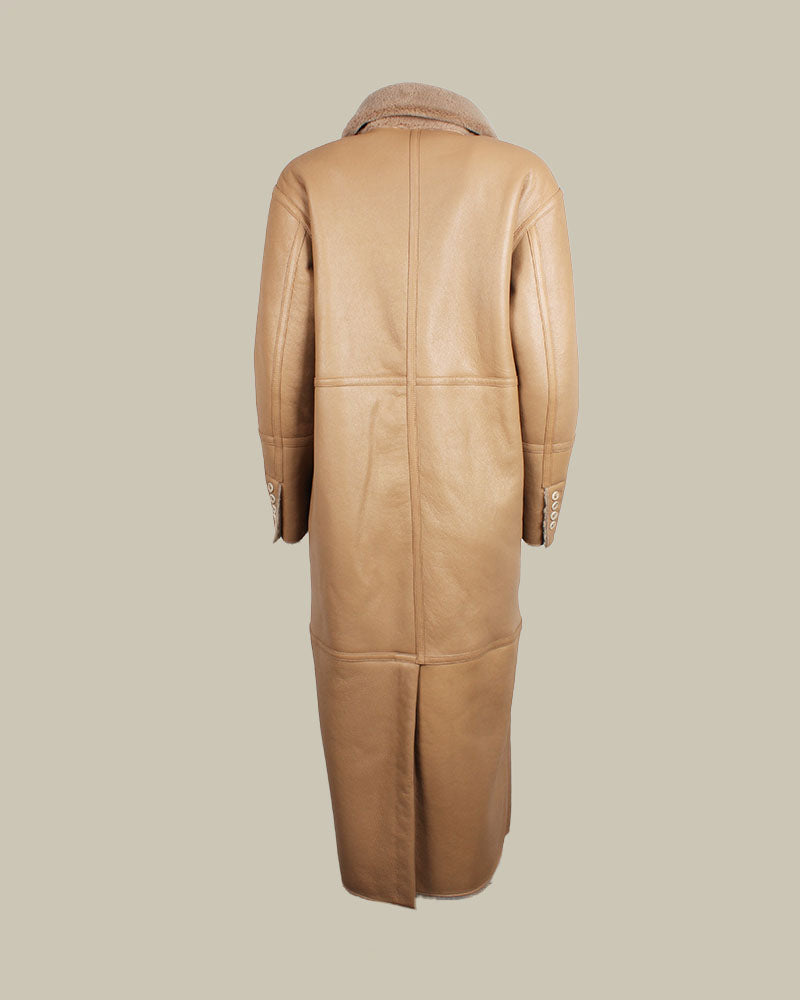 Beige Long Reversible Teddy Coat