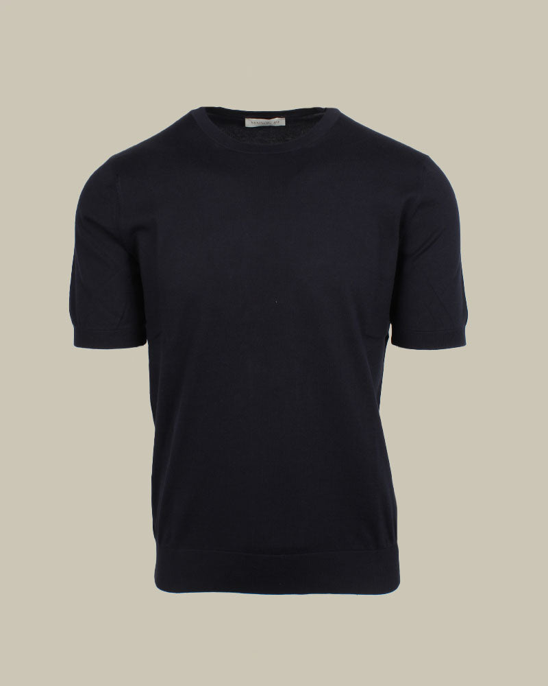 Dark Navy Suvin Cotton Short Sleeve Crew Neck