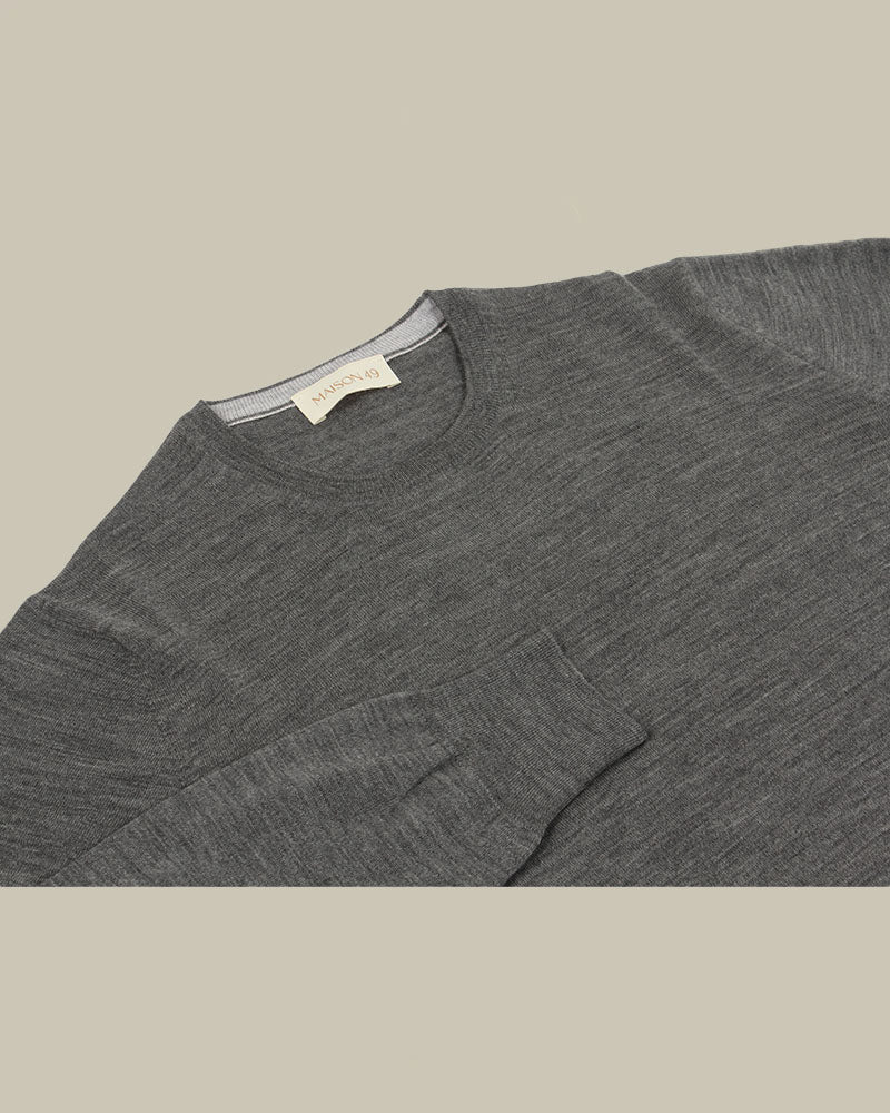 Charcoal Grey Super Tasmania Wool Crew Neck