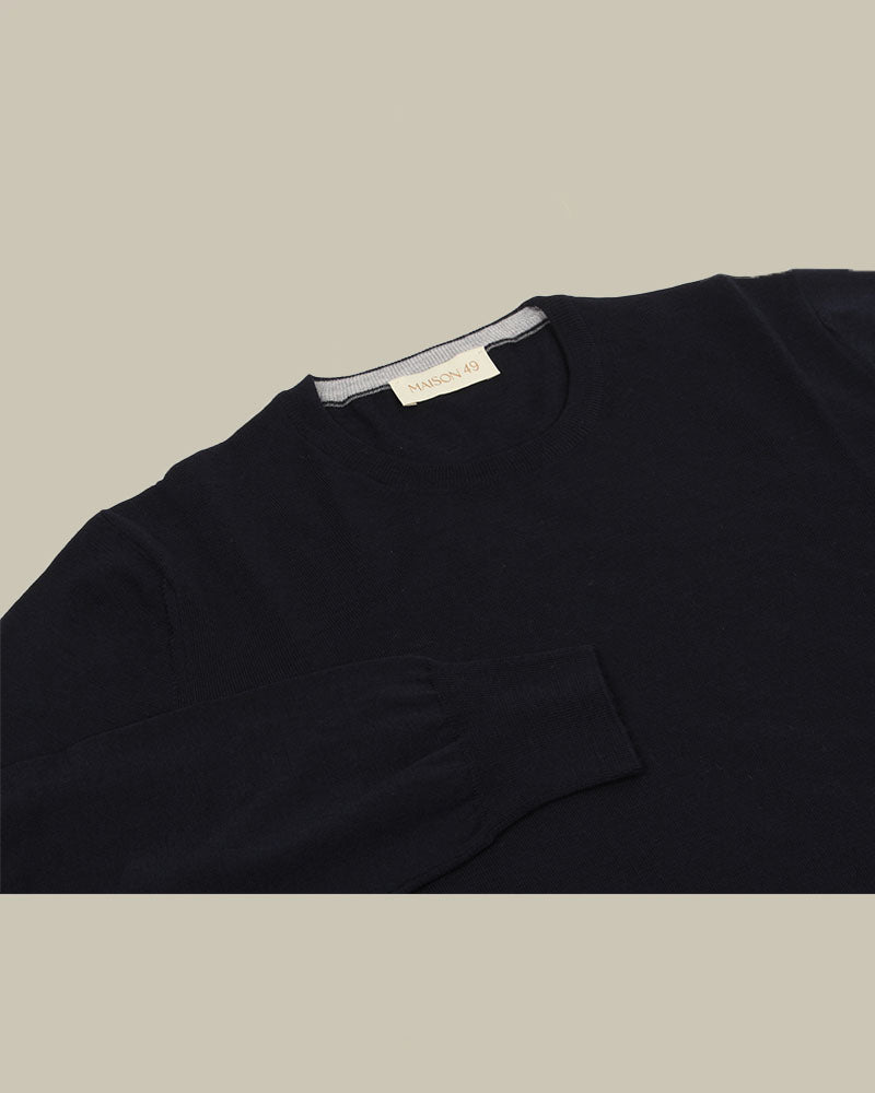 Navy Super Tasmania Wool Crew Neck