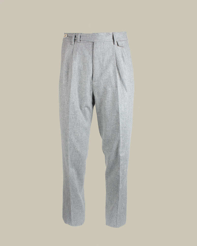 Virgin Wool Flannel Light Grey Trouser