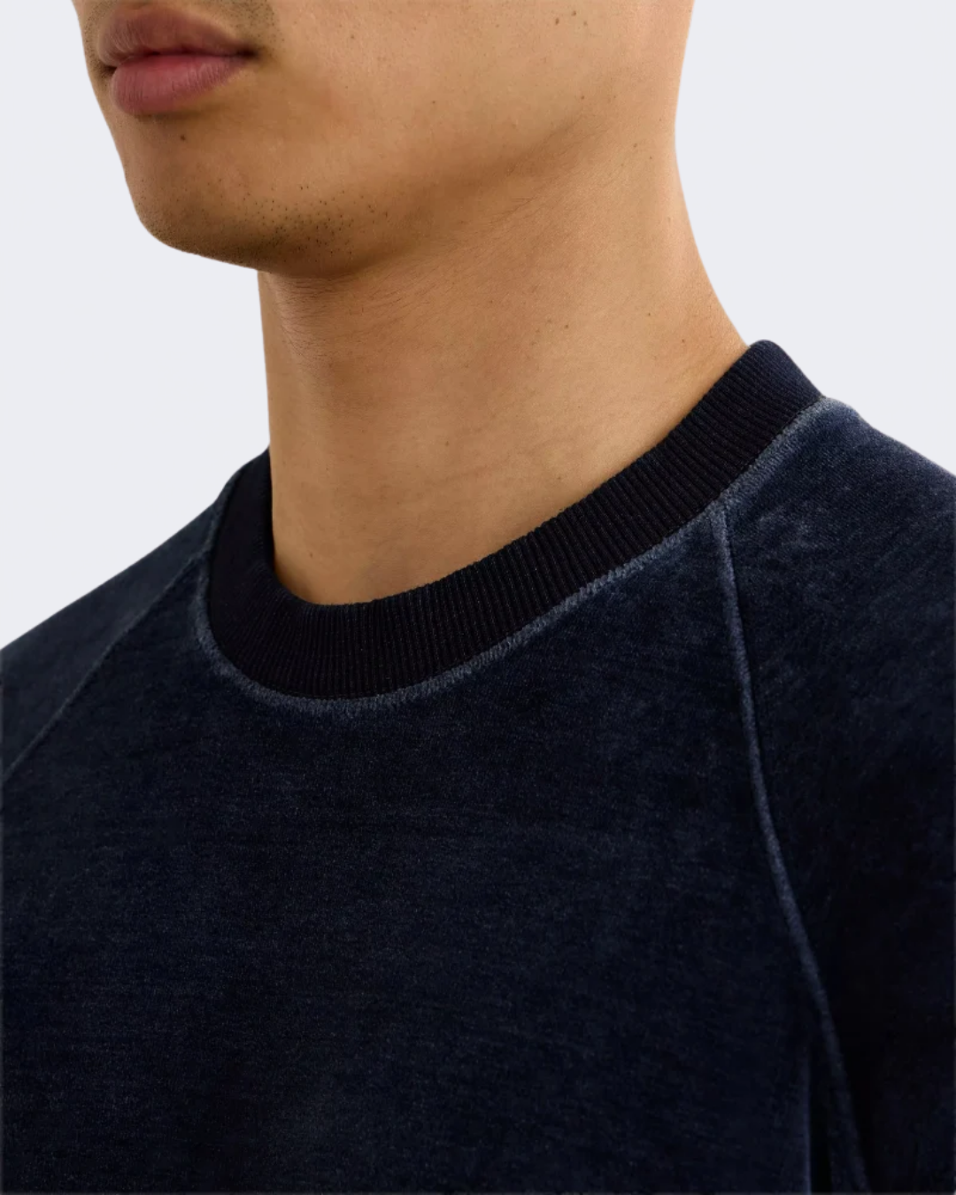 Indigo Velour Crew Neck Sweatshirt
