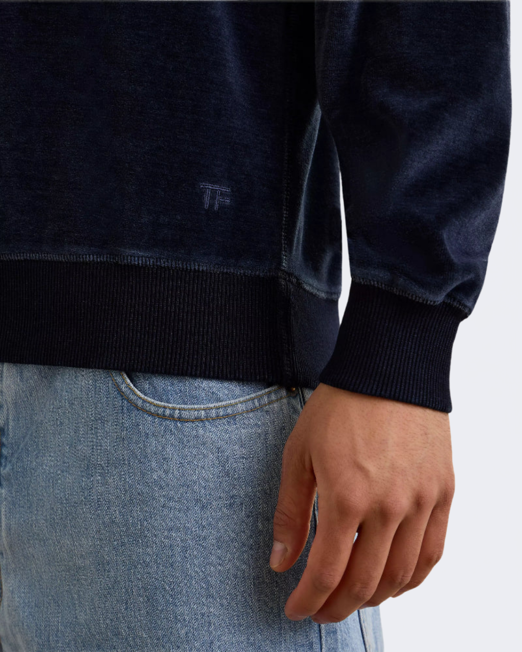 Indigo Velour Crew Neck Sweatshirt