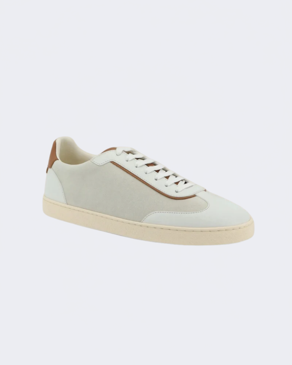 Ivory & Brown Suede Polished Calfskin Sneakers