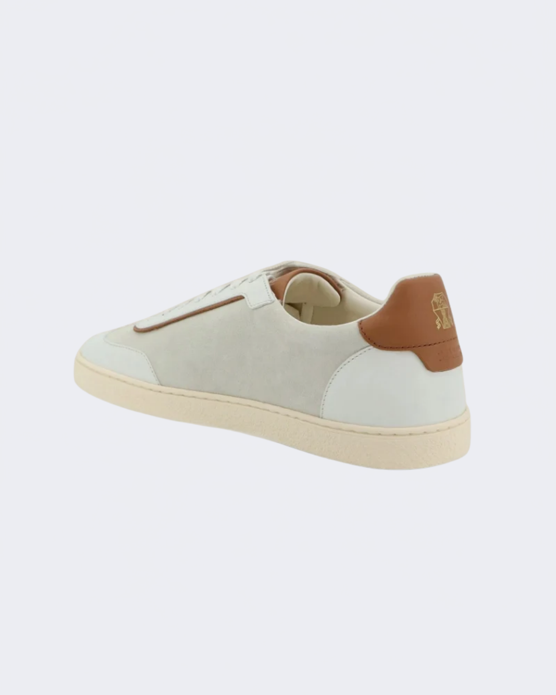 Ivory & Brown Suede Polished Calfskin Sneakers