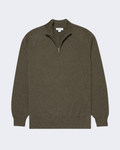 Khaki Cashmere Half Zip Jumper
