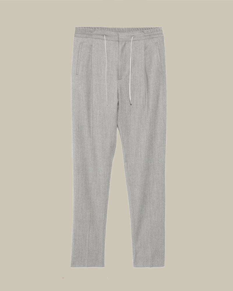 Grey Cashmere Blend Drawstring Trouser