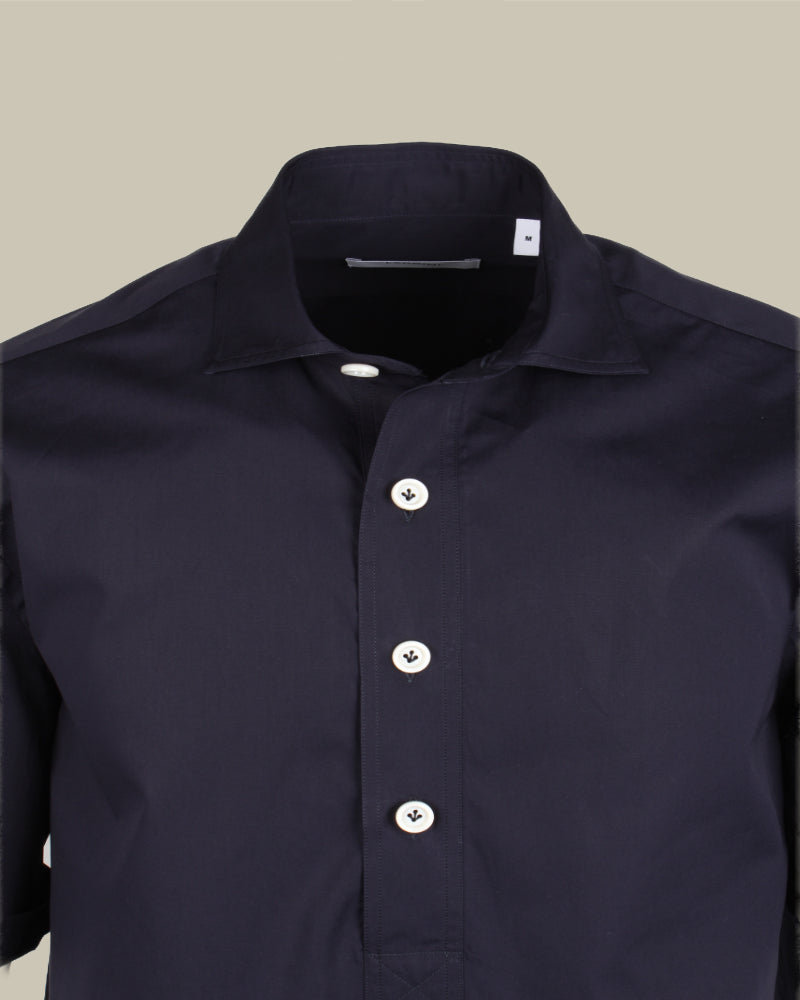 Navy Short Sleeve Buttoned Shirt