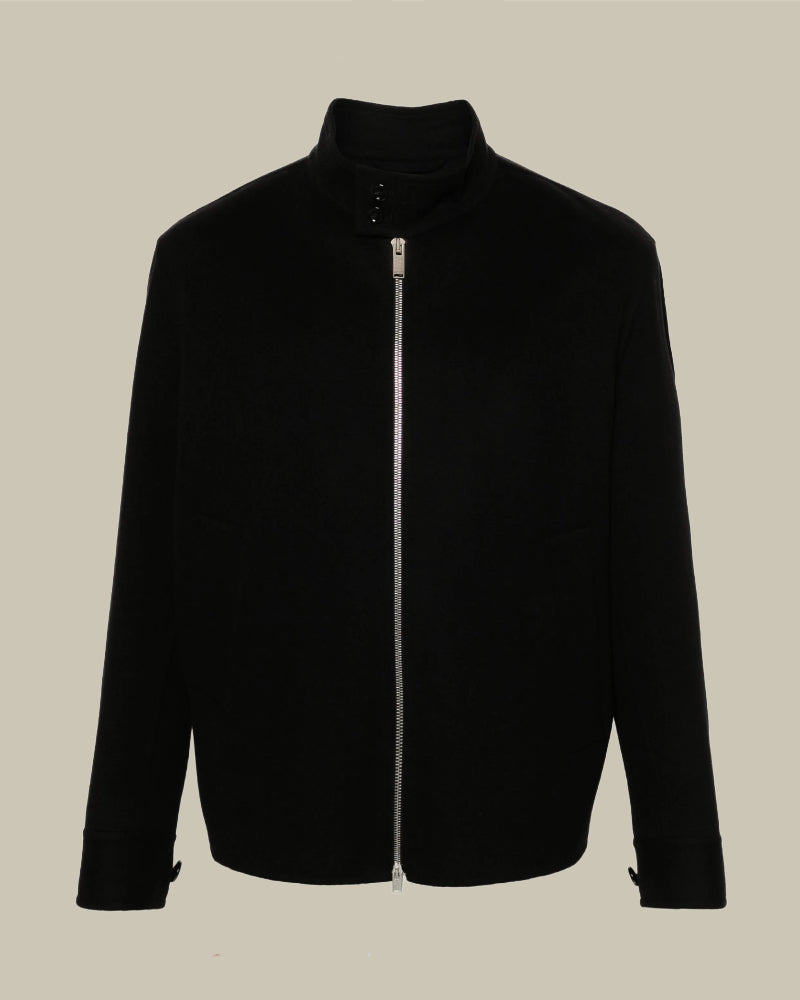 Black Virgin Wool Harrington Jacket