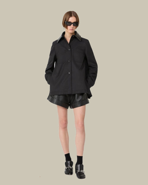 Black Leather Bermuda Shorts