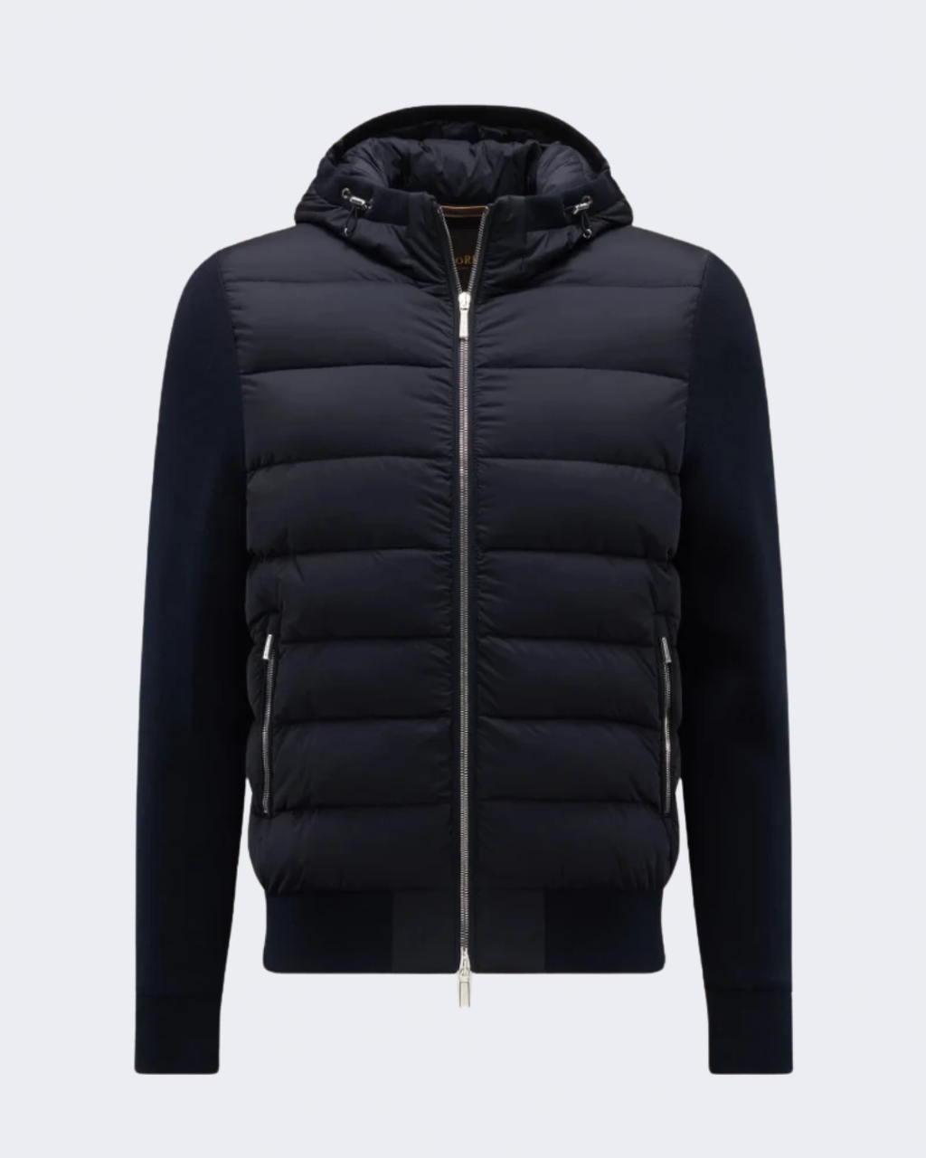 LENZ Navy Blue Padded Hood Bomber Jacket
