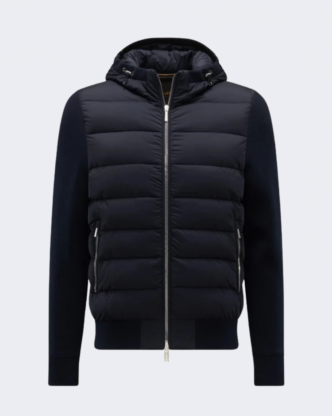 LENZ Navy Blue Padded Hood Bomber Jacket