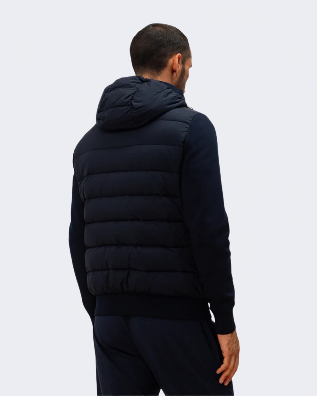 LENZ Navy Blue Padded Hood Bomber Jacket