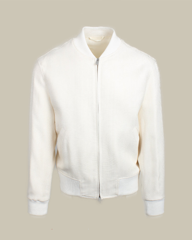 Cream Unstructured Viscose Varsity Jacket