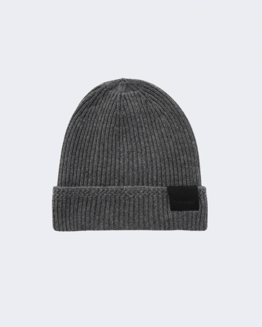 Light Charcoal Ribbed Cashmere Beanie