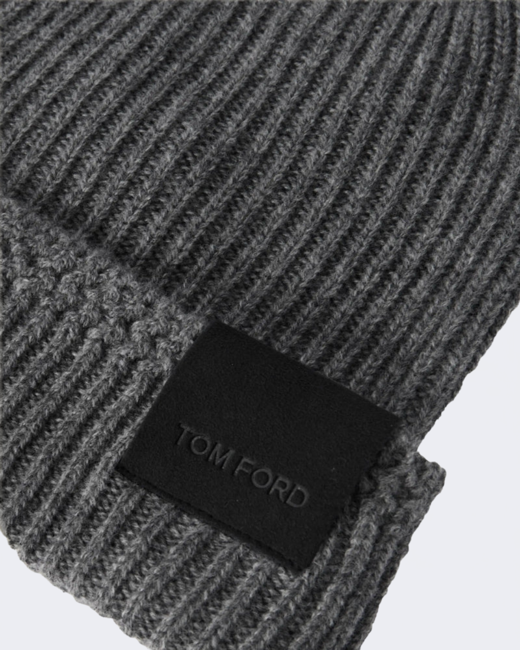 Light Charcoal Ribbed Cashmere Beanie