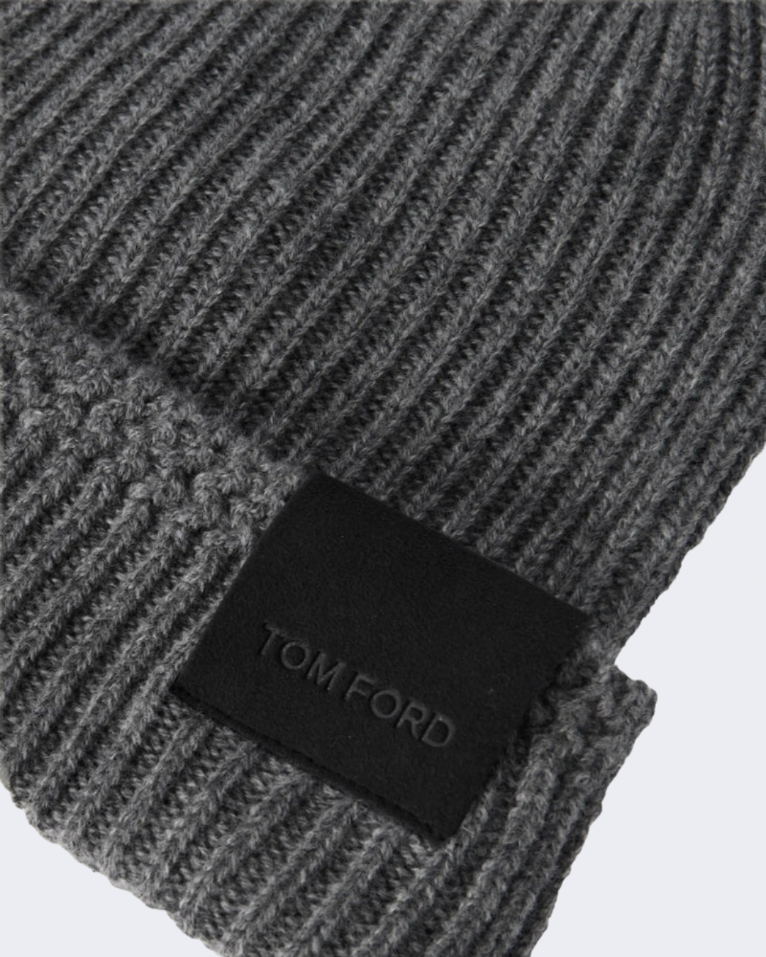Light Charcoal Ribbed Cashmere Beanie
