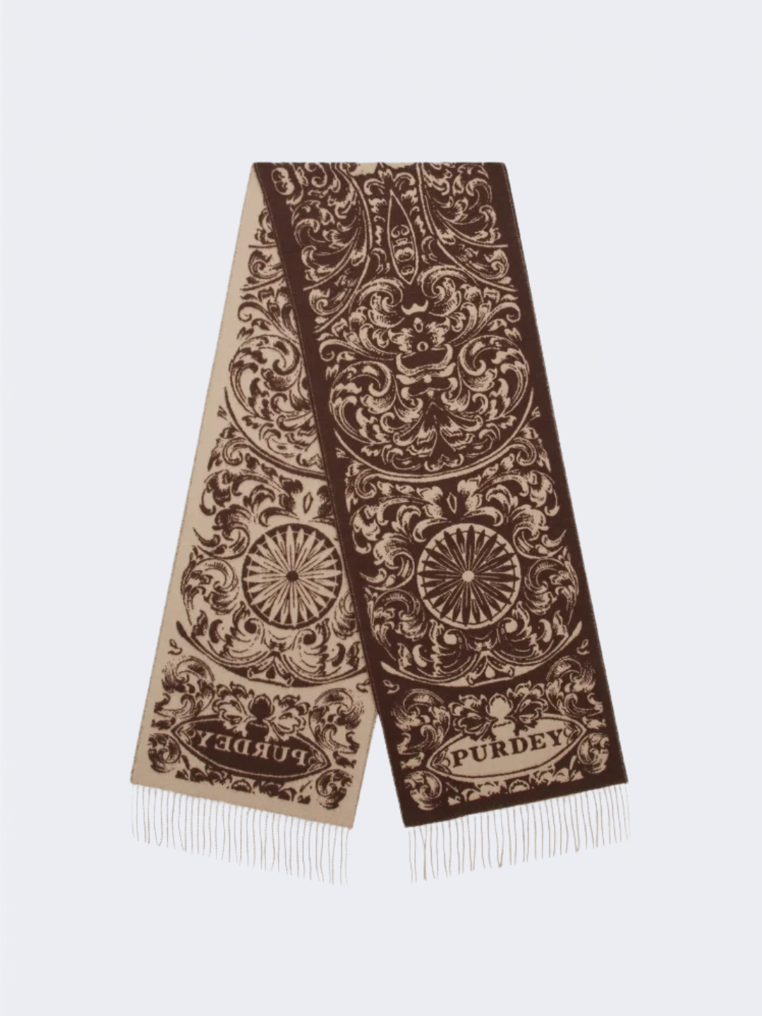 Rose & Scroll Woven Scarf Chocolate