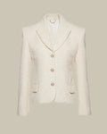 Cream Boucle Gold Button Blazer