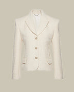 Cream Boucle Gold Button Blazer
