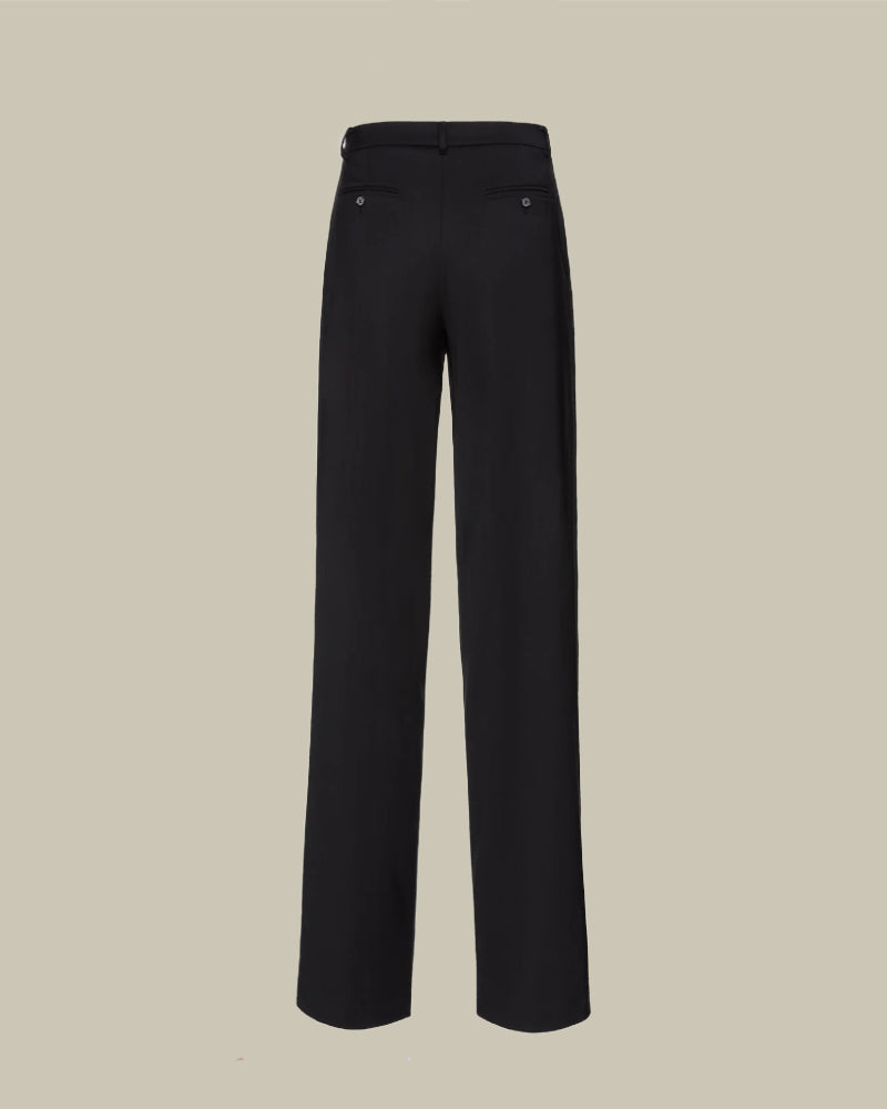 Black Wide Leg Wool Trouser