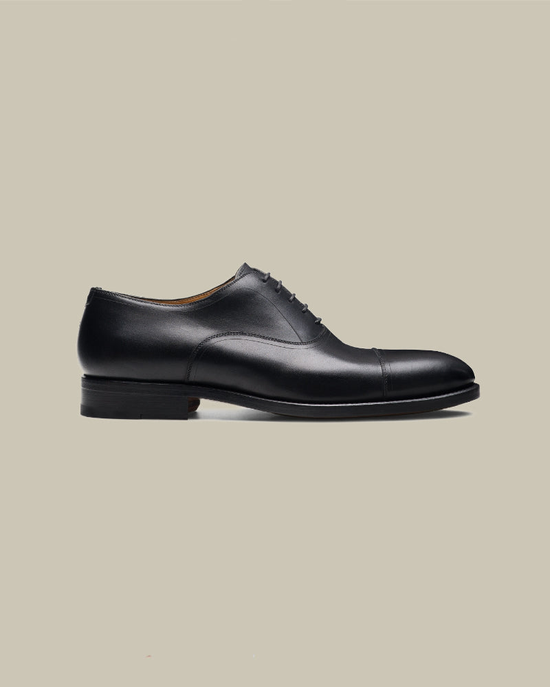 Black Leather Toe Cap Oxford