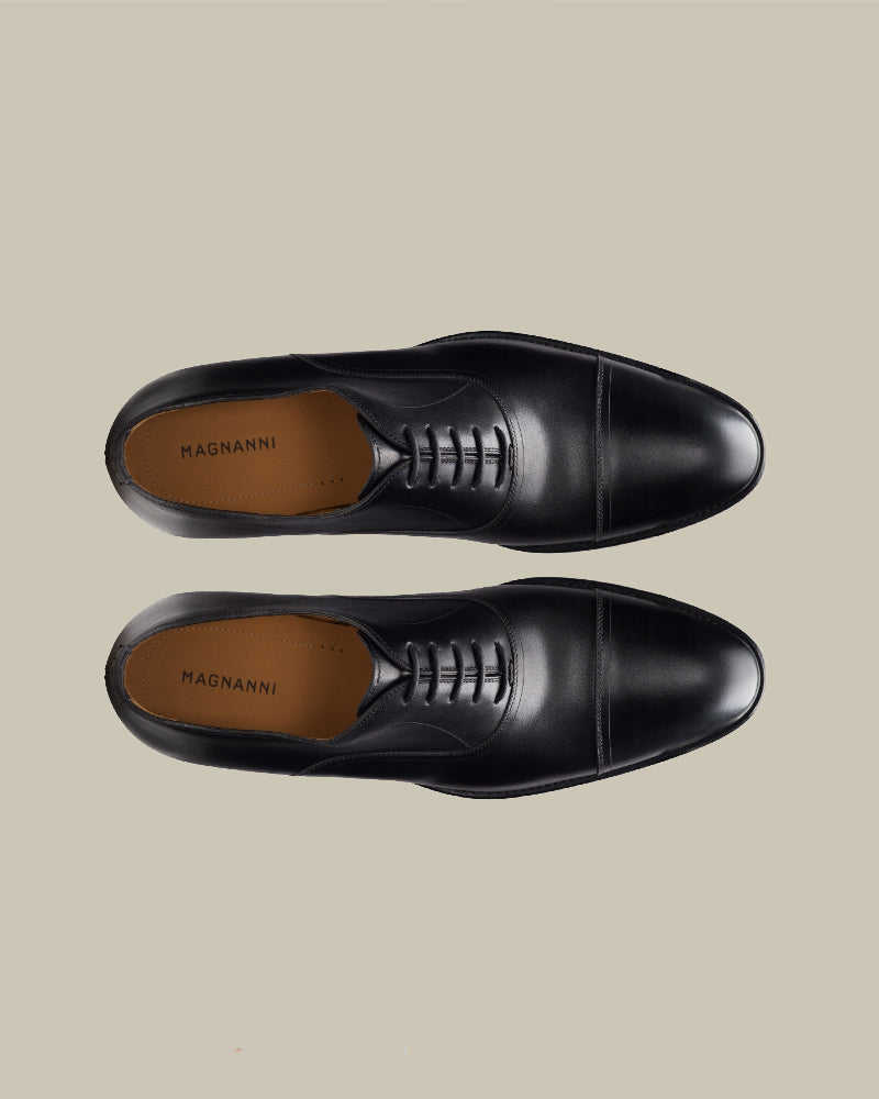 Black Leather Toe Cap Oxford