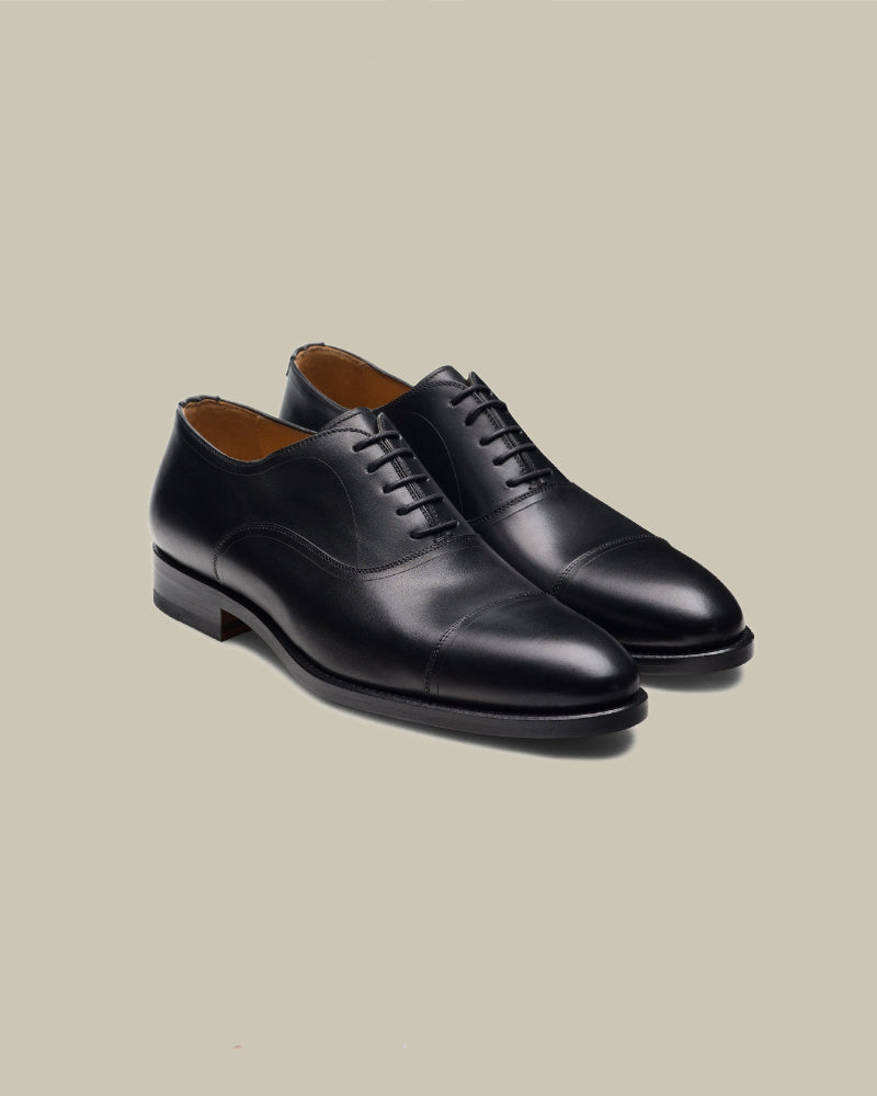 Black Leather Toe Cap Oxford