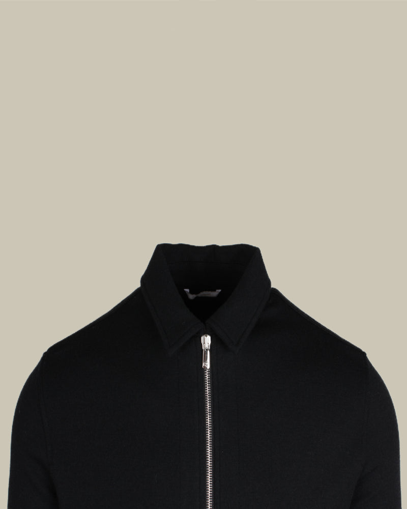 AVI Wool & Cashmere Jersey Zip Overshirt Twinset Black