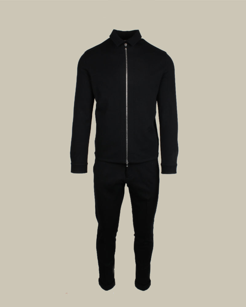 AVI Wool & Cashmere Jersey Zip Overshirt Twinset Black