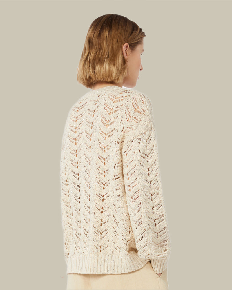 Cotton V Neck Sequin Sweater