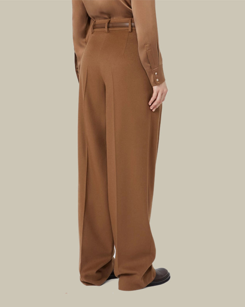 Wool Wide-Leg Trousers Tobacco
