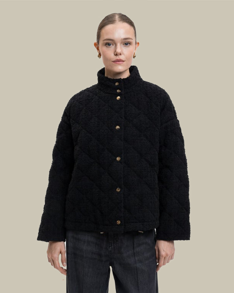 CERCHIO Black Tweed Down Jacket